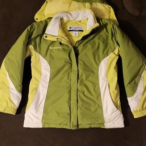 Womens Columbia Lime Green and White Ski Coat. Size L